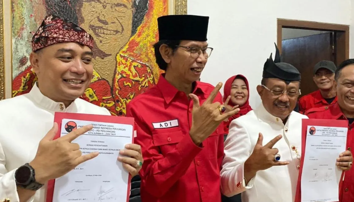 Wali Kota dan Wakil Wali Kota Surabaya yang Menjabat Mendaftar Sebagai Paslon dari Partai PDI Perjuangan